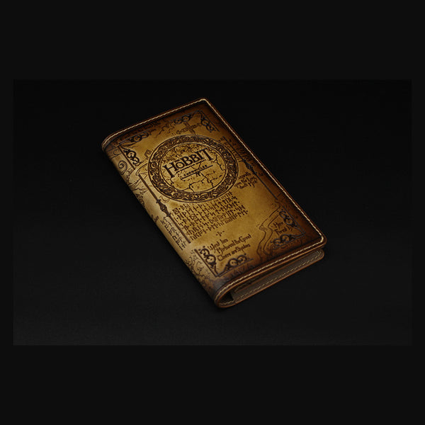 Handmade Leather Tooled Hobbit Mens Long Wallet Cool Leather Wallet Clutch Wallet for Men