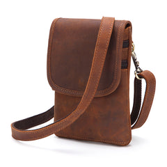 Cool Brown Leather Mens Mini Shoulder Bag Belt Pouch Belt Bags For Men - iwalletsmen