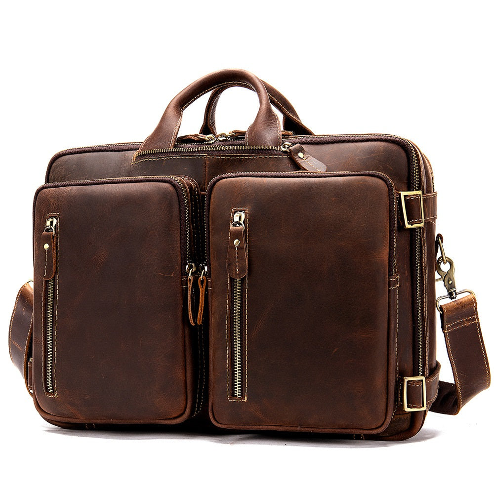 Classy Leather Men's Briefcase Travel Bag Messenger Bag Shoulder Bags Backpack For Men - iwalletsmen