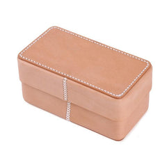 Beige Womens Leather Storage Box Portable Cosmetic Bag Multifunctional Clutch Box For Men - iwalletsmen