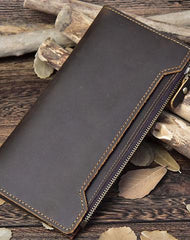 Vintage Leather Mens Cool Long Wallet Cool Bifold Long Wallet for Men - iwalletsmen