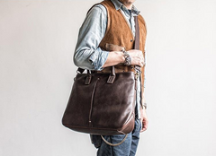 Genuine Leather Mens Briefcase Messenger Bag Laptop Bag Shoulder Bag for men - iwalletsmen