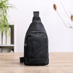 Cool Black Blue Nylon Men's Sling Bag Waterproof Chest Bag Canvas One shoulder Backpack Sling Pack For Men - iwalletsmen