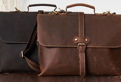Vintage Mens Leather Briefcase Business Handbag Shoulder Bags For Men - iwalletsmen
