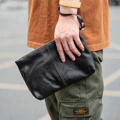 Vintage Business Leather Mens Black Long Wallet Phone Bag Purse Coffee Clutch For Men - iwalletsmen
