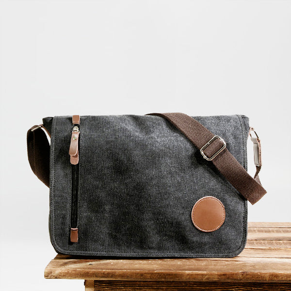 Cool Casual Canvas Womens Mens Side Bag 14'' Shoulder Bag Khaki Messenger Bag For Men - iwalletsmen