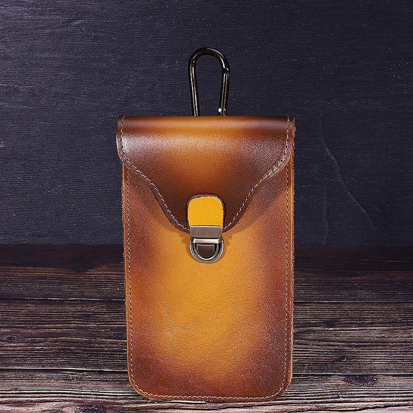Tan Leather Cell Phone Holster Mens Belt Pouches Waist Bags BELT BAG Belt Holster For Men - iwalletsmen