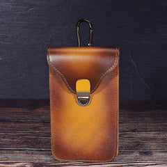 Tan Leather Cell Phone Holster Mens Belt Pouches Waist Bags BELT BAG Belt Holster For Men - iwalletsmen