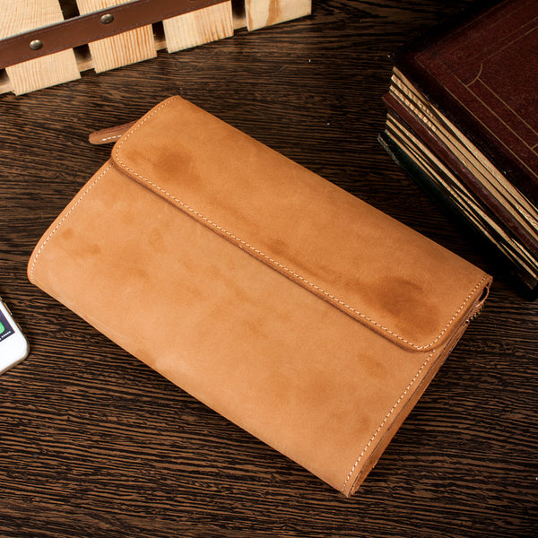 Khaki Cool Mens long Wallet Wristlet Wallets Clutch Wallet Dark Brown Long allets for MenW - iwalletsmen