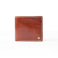 Red Brown Handmade Leather Mens billfold Wallet Bifold Small Wallets Front Pocket Wallet For Men - iwalletsmen