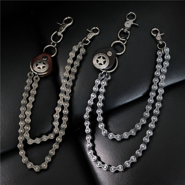 Cool Men's Silver Double Bike Chain Pants Chain Punk Biker Wallet Chain For Men - iwalletsmen
