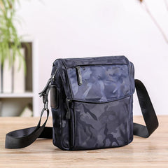 Black Nylon MENS Small Vertical Side Bag Blue Messenger Bag Nylon Side Bag For Men - iwalletsmen