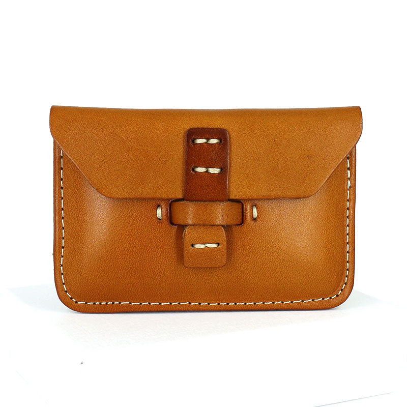Handmade Leather Mens Card Wallets Front Pocket Wallet Small Change Wallets for Men - iwalletsmen