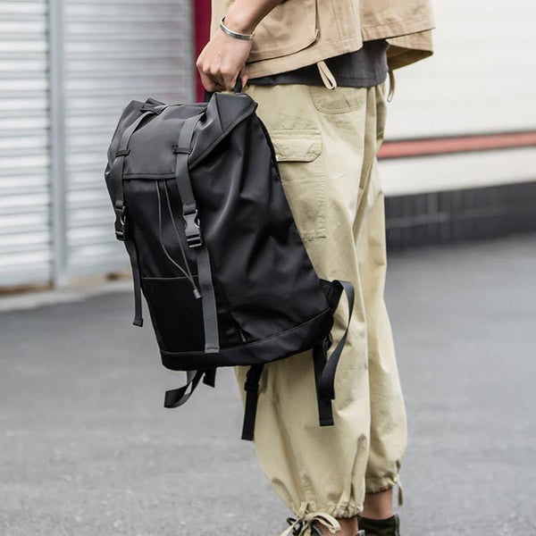 Black Cool Mens Nylon 15 inches Large Student Backpacks Hiking Backpacks Travel Backpacks Laptop Backpack for men - iwalletsmen