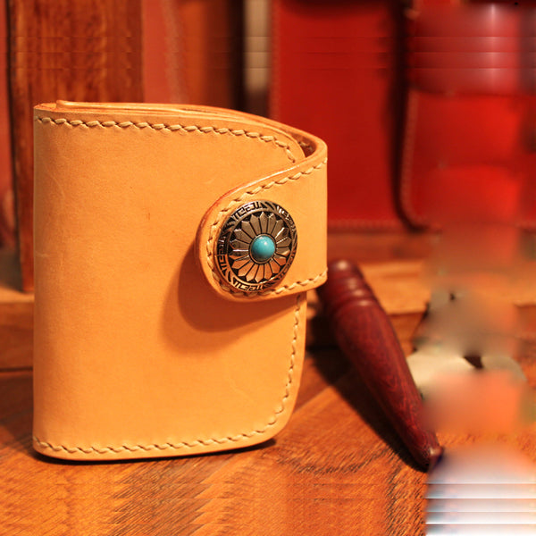 Cool Leather Small Biker Chain Wallet Mens Handmade billfold Chain Wallet Biker Wallet - iwalletsmen