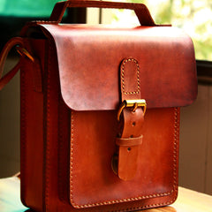 Handmade Vintage Brown Leather Mens School Shoulder Bags Messenger Bag for Men - iwalletsmen