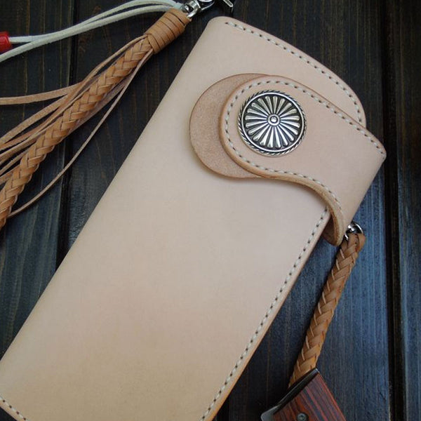 Handmade Leather Biker Wallet Mens Cool Chain Wallet Trucker Wallet with Chain