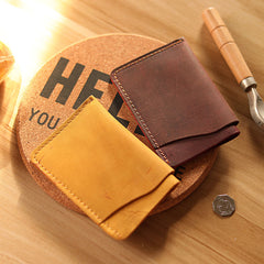 Handmade Dark Brown Leather Mens Card Holder Tan Card Holder Small Card Case For Men - iwalletsmen