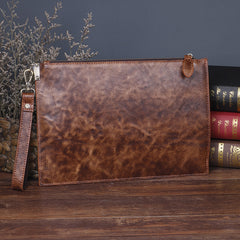 COOL MENS LEATHER ZIPPER LONG CLUTCH WALLETS ZIPPER VINTAGE Brown  Wristlet WALLET FOR MEN - iwalletsmen