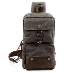 Cool Waxed Canvas Leather Mens Chest Bag Sling Bag One Shoulder Packs for men - iwalletsmen