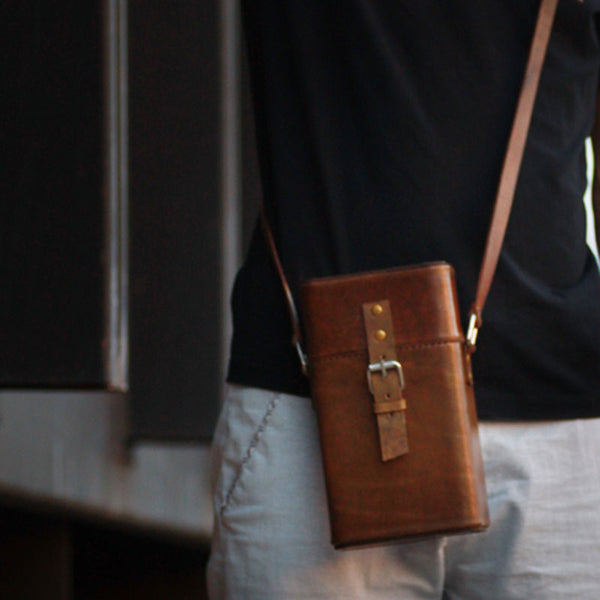 Handmade Leather Mens Small Box Bag Shoulder Bag Messenger Bag for Men - iwalletsmen