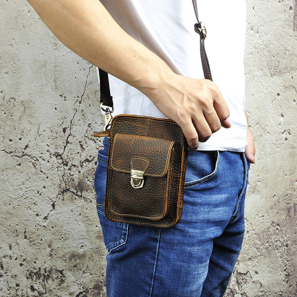 Cool Mens Small Leather Belt Pouch Holster Belt Case Waist Pouch Side Bag for Men - iwalletsmen