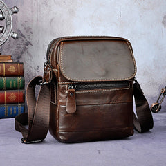 Cool Coffee Small Leather Mens Side Bag Messenger Bag Shoulder Bag for Men - iwalletsmen