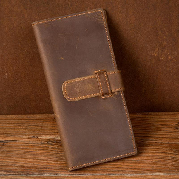 Cool Light Brown Mens Bifold Long Wallet Mutlicard Wallet Slim Long Wallet for Men - iwalletsmen