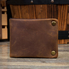 Dark Brown Cool Leather Mens Bifold Thin Front Pocket billfold Wallet Black Slim Small Wallet for Men - iwalletsmen