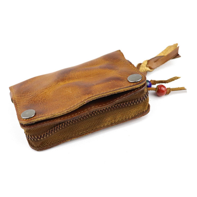 Vintage Leather Men's billfold Small Wallet Brown Key Wallet Card Wallet For Men - iwalletsmen