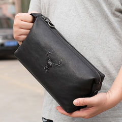 leather toiletry bags for men Black Leather Travel dop kit