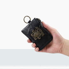 Handmade Leather Mens Chain Biker Wallet Cool Leather Wallet Zipper billfold Wallets - iwalletsmen