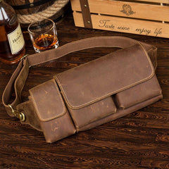 Brown Leather Mens Fanny Pack Waist Bag Hip Pack Light Brown Belt Bag Bumbag for Men - iwalletsmen