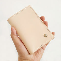 Handmade Vertical Mens Leather Beige billfold Small Wallet Cool Small Slim Bifold Wallets for Men - iwalletsmen