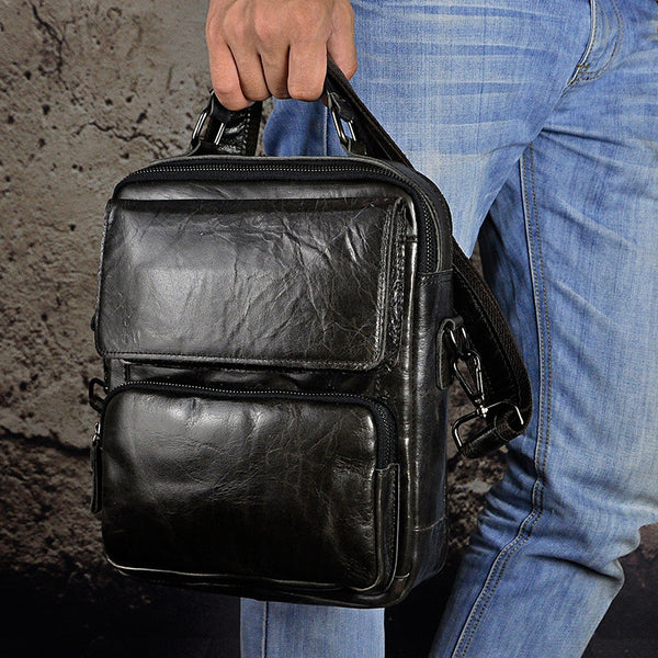 Cool Oiled LEATHER MENS Small Side Bag Small SHOULDER BAG HANDBAGS FOR MEN - iwalletsmen