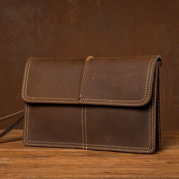 Cool Brown Mens long Wallet Wristlet Bag Clutch Wallet Envelope Wallet Mobile Bag for Men - iwalletsmen