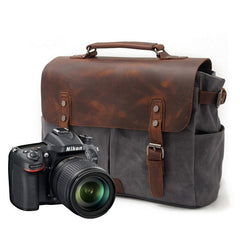 Mens Waxed Canvas Camera Side Bag Camera Messenger Bag Courier Bag Camera Shoulder Bag for Men - iwalletsmen