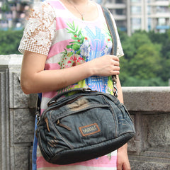 Casual Blue Denim Mens Womens Messenger Bag Jean Postman Bag Courier Bag For Women - iwalletsmen