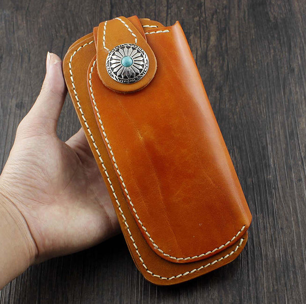Cool Brown Leather Men's Long Biker Wallet Leather Long Wallet For Men - iwalletsmen