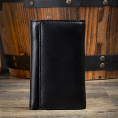 Black Cool Leather Mens Card Holder Trifold Key Wallet Key Holder For Men - iwalletsmen