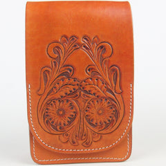 Handmade Tooled Leather Carp Mens Belt Pouch Waist Bag Belt Phone Bag Mobile Bag For Men - iwalletsmen
