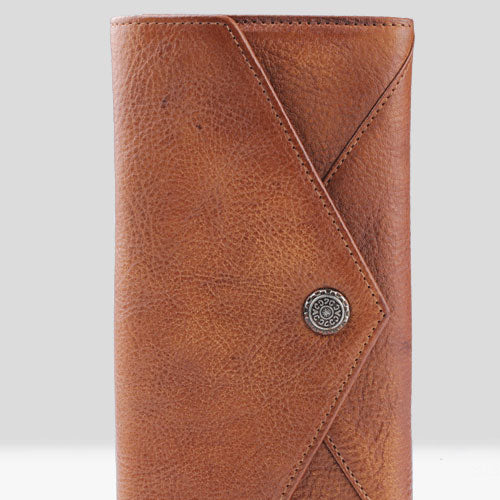 Handmade Leather Mens Cool Long Leather Wallet Bifold Envelope Clutch Wallet for Men - iwalletsmen