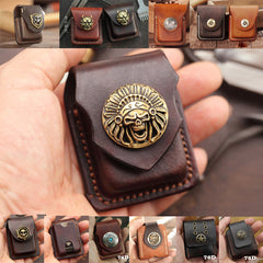 Handmade Brown Leather Mens Zippo Lighter Case With Belt Loop Zippo Standard Lighter Holders For Men - iwalletsmen