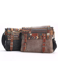 Gray Waxed Canvas Country Style Mens 11'' Side Bag Courier Bag Shoulder Bag Small Messenger Bag for Men - iwalletsmen