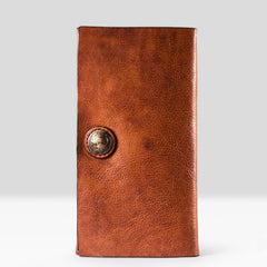 Handmade Leather Mens Cool Long Leather Wallet Bifold Clutch Wallet for Men