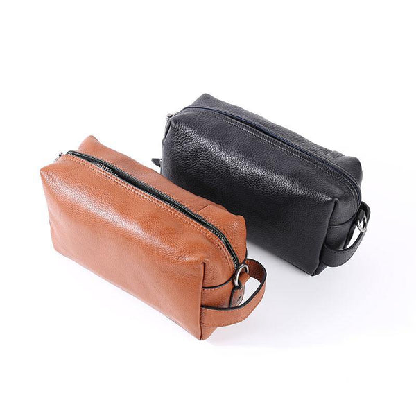 Handmade Black Leather Mens Clutch Cool Hand Bag Zipper Clutch Wristlet Clutch for Men - iwalletsmen