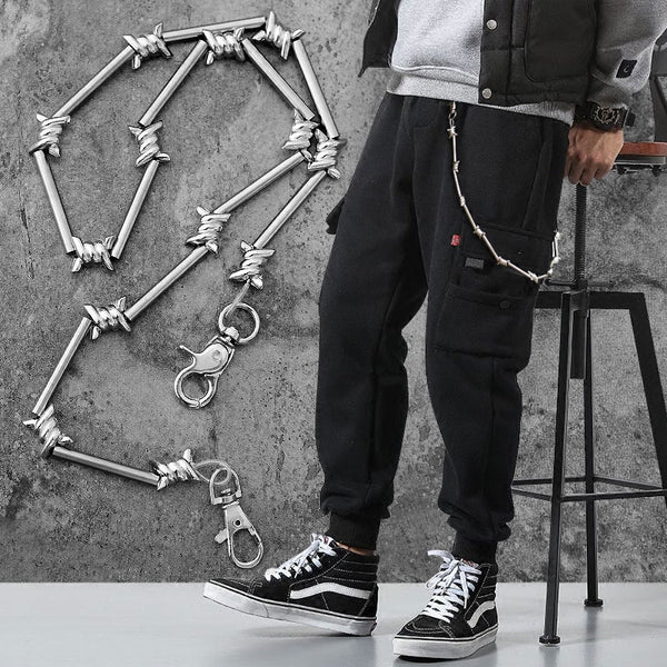 Cool Men's Rock Puck Long Stainless Steel Pants Chain Biker Wallet Chain For Men - iwalletsmen