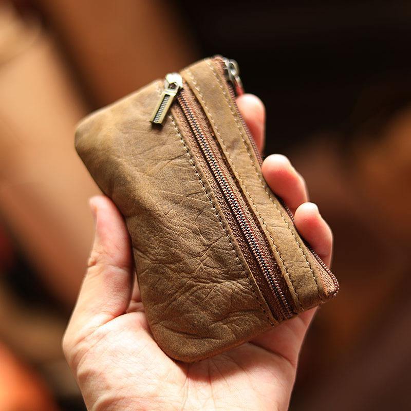 Leather Purse Coin Purse For Guys Black Leather Mens Billfold Coin