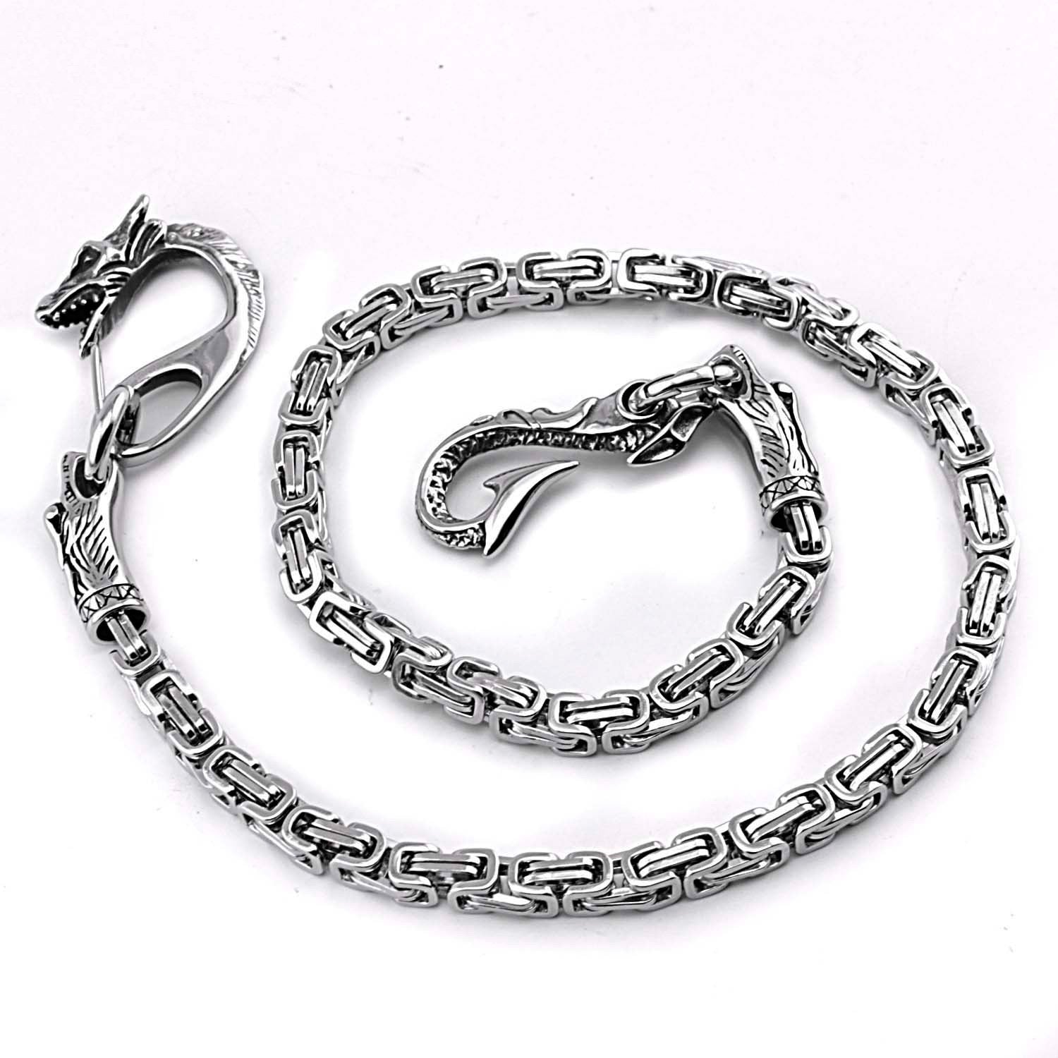 Cool Silver Dragon Stainless Steel Wallet CHain Long Biker Wallet CHain Jeans Chain Jean Chain For Men - iwalletsmen