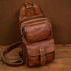 Casual Brown Leather Mens Sling Pack Sling Bag Chest Bags One Shoulder Backpack for Men - iwalletsmen